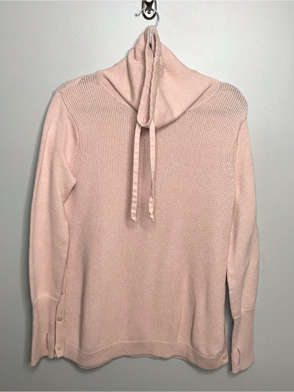 Sigrid Olsen Blush Pink Hooded Knit Sweater Sz Medium